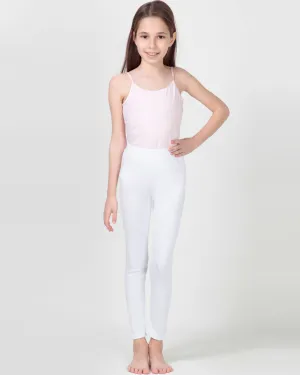 100% Organic Cotton High Waisted Ankle Length Leggings for Girls - White
