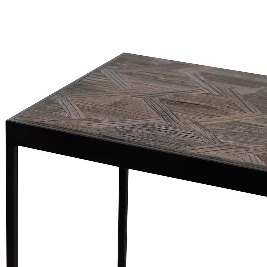 140cm Console Table in Dark Natural - Black Frame