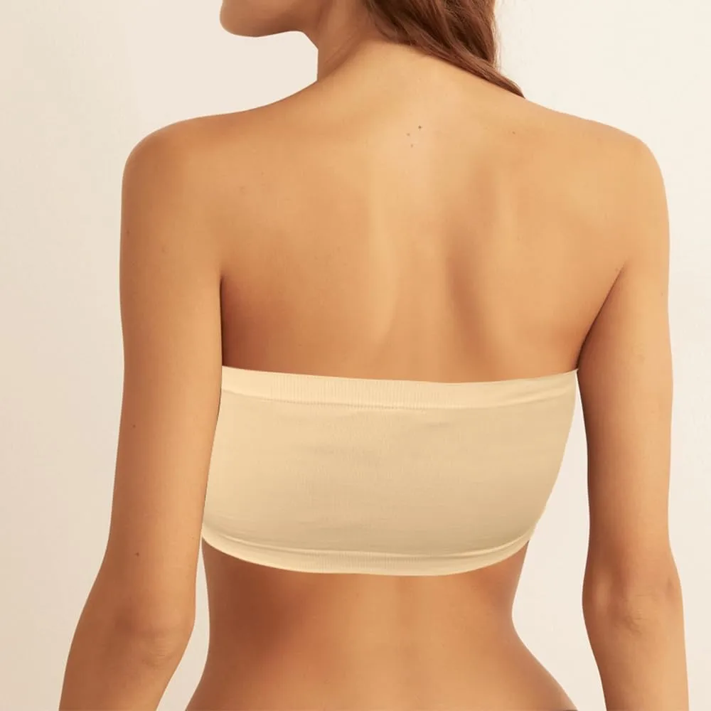 2-3 Pack Strapless Bra,Tube Tops for Women,Bandeau Bra,Tube Top,Seamless Bra,Tube Top with Built in Bra