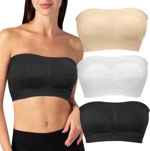 2-3 Pack Strapless Bra,Tube Tops for Women,Bandeau Bra,Tube Top,Seamless Bra,Tube Top with Built in Bra