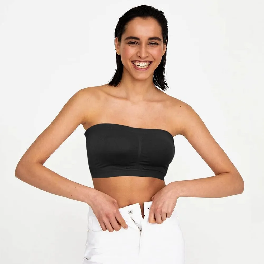 2-3 Pack Strapless Bra,Tube Tops for Women,Bandeau Bra,Tube Top,Seamless Bra,Tube Top with Built in Bra