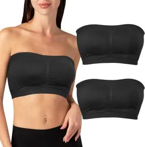2-3 Pack Strapless Bra,Tube Tops for Women,Bandeau Bra,Tube Top,Seamless Bra,Tube Top with Built in Bra