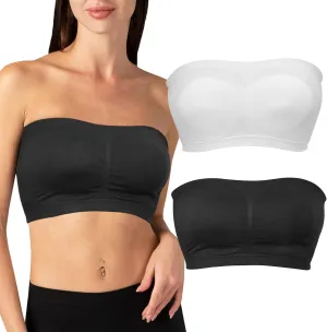 2-3 Pack Strapless Bra,Tube Tops for Women,Bandeau Bra,Tube Top,Seamless Bra,Tube Top with Built in Bra