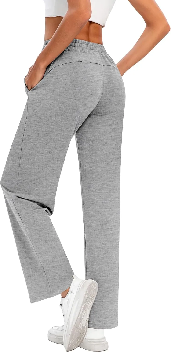 2 Pack Women Sweatpants Drawstring Waist Loose Yoga Baggy Joggers Casual Wide Leg Pants with Pockets