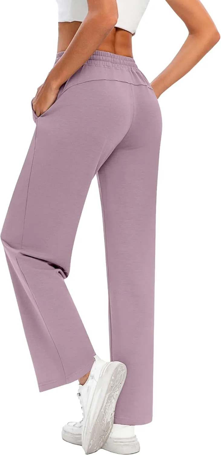 2 Pack Women Sweatpants Drawstring Waist Loose Yoga Baggy Joggers Casual Wide Leg Pants with Pockets