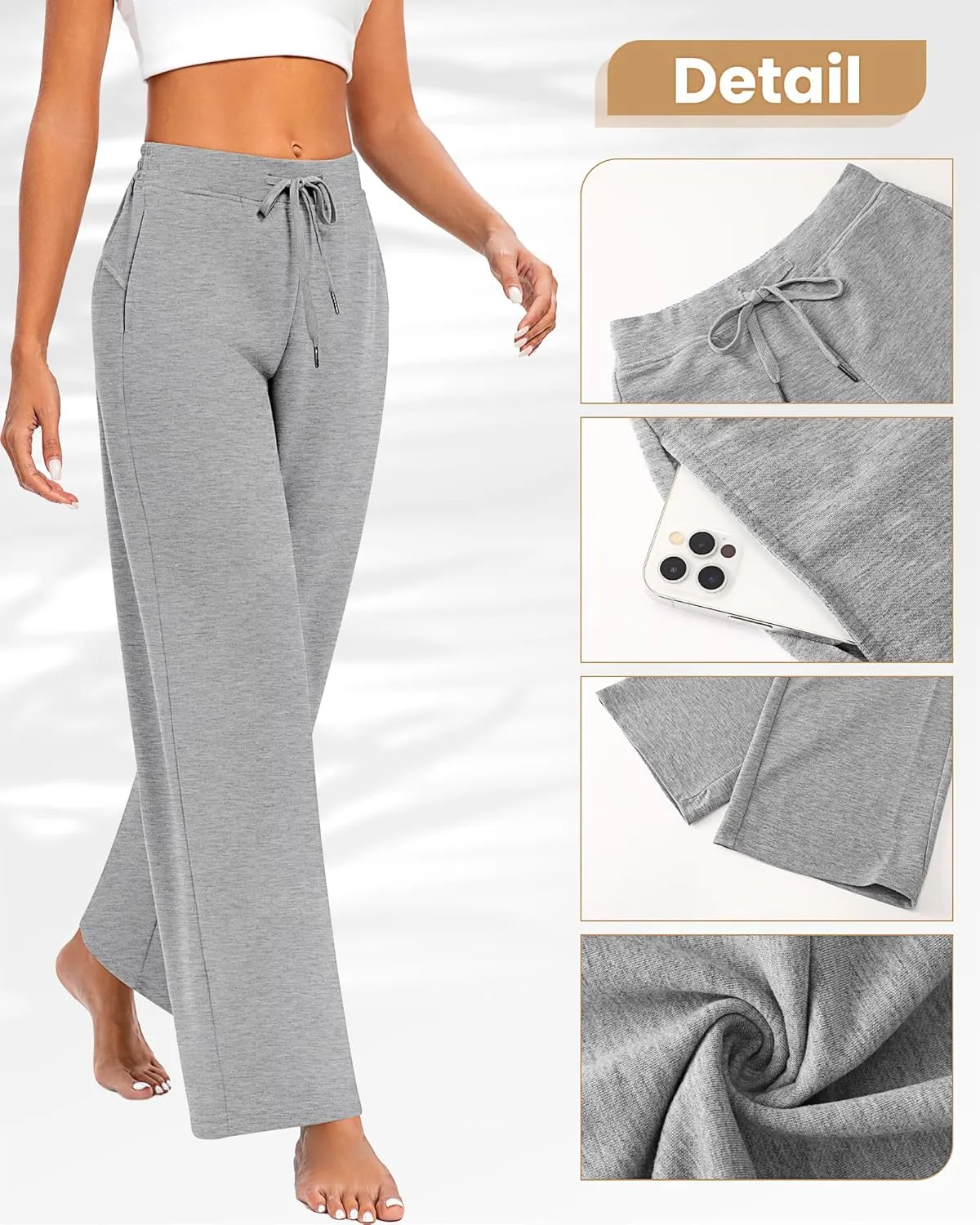 2 Pack Women Sweatpants Drawstring Waist Loose Yoga Baggy Joggers Casual Wide Leg Pants with Pockets