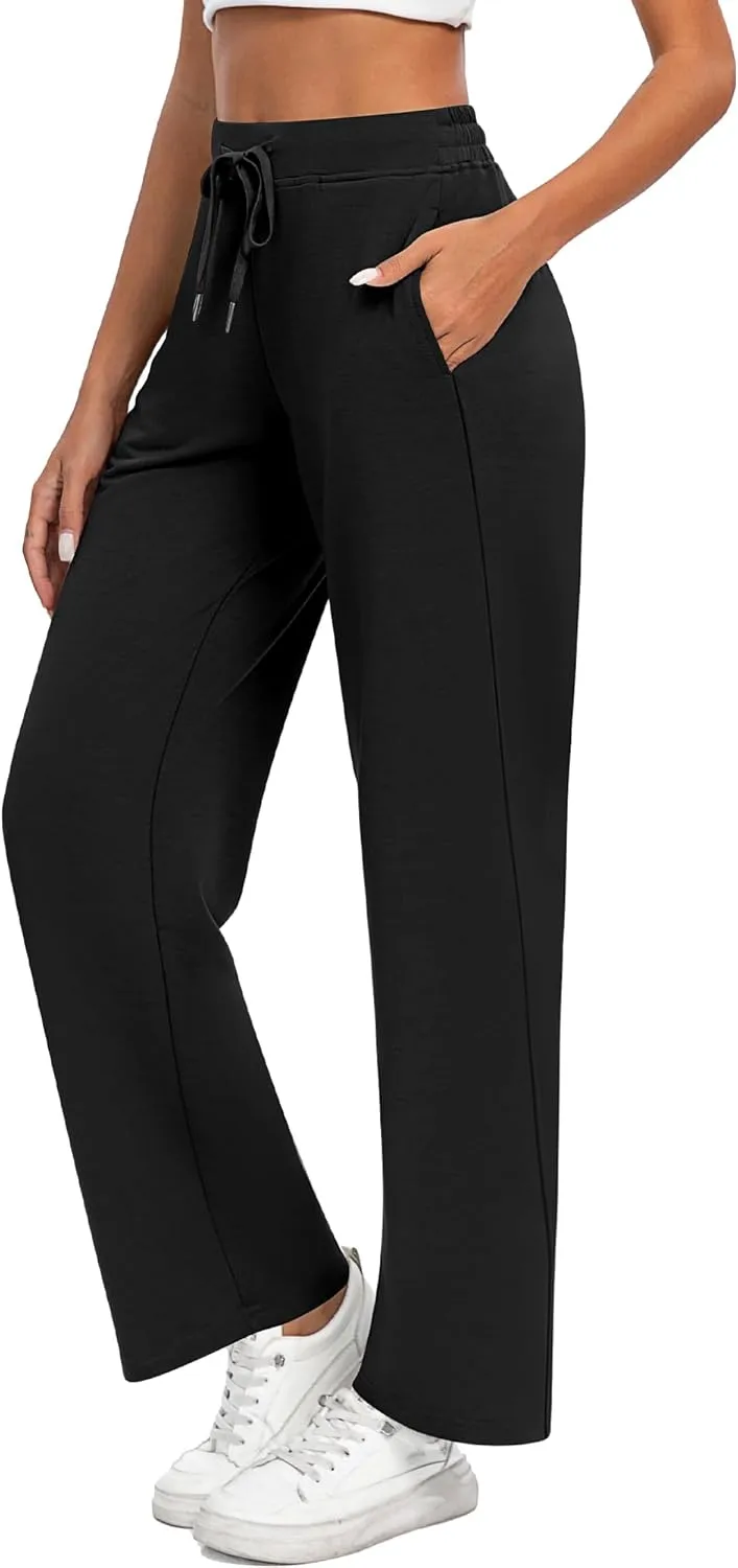 2 Pack Women Sweatpants Drawstring Waist Loose Yoga Baggy Joggers Casual Wide Leg Pants with Pockets
