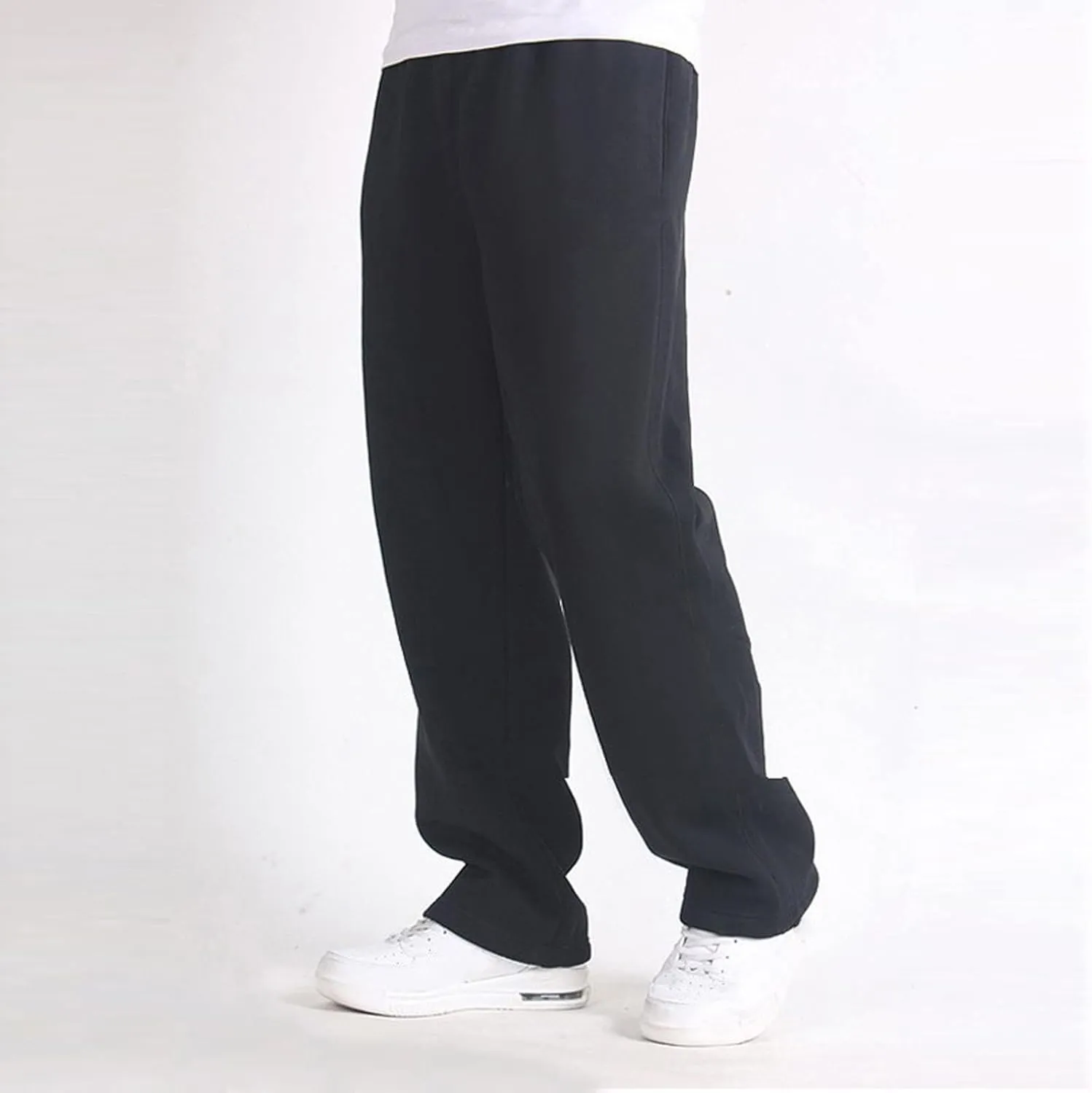 2024 Men's Cargo Sweatpants Stylish Casual Fleece Joggers Loose Fit Open Bottom Athletic Trousers for Men with Pockets