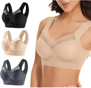 3 Pack Seamless Comfort Bra for Women - Wireless Full Coverage Push Up Sports Bra for Everyday Wear and Workouts for Women