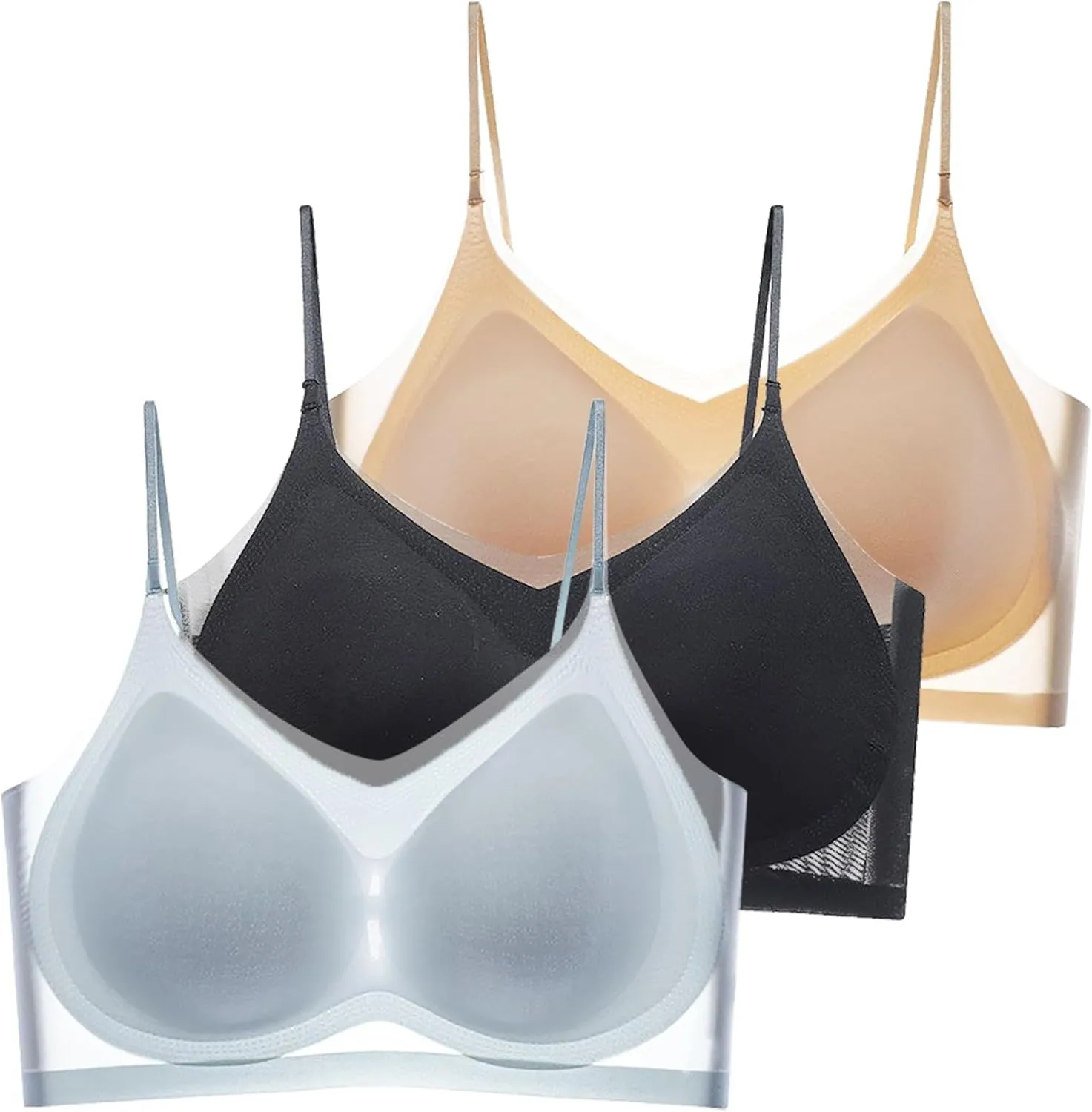3PC Women's Everyday Bra Gathered to Collect Bras Plus Size Cool Yoga Wireless Sport Bralette Comfort Underwear