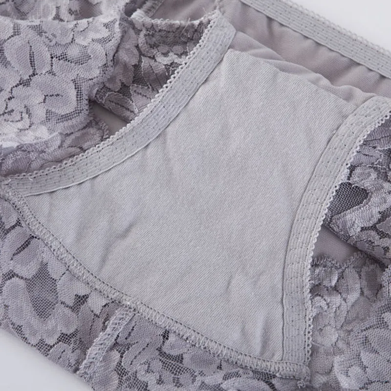 4-Pack Sexy Lace Flower See-Though Hollow Panties