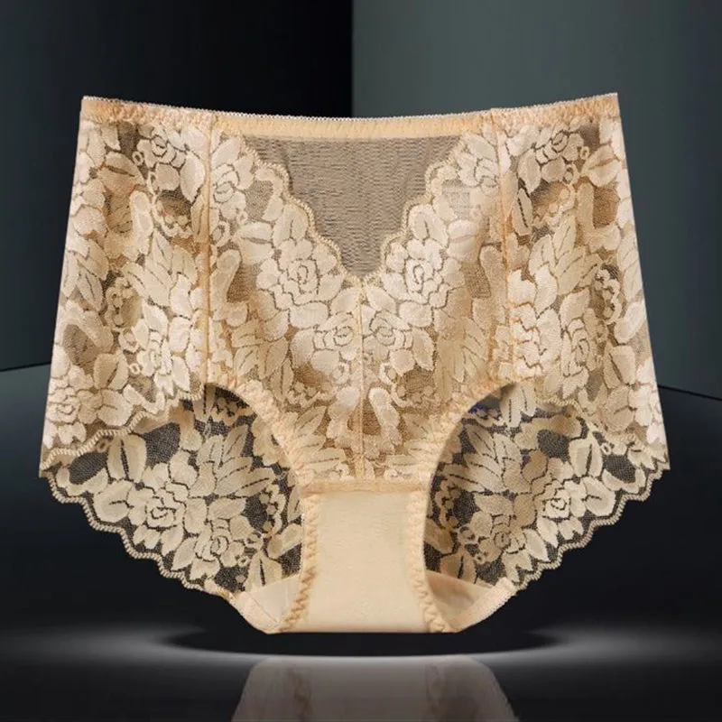 4-Pack Sexy Lace Flower See-Though Hollow Panties