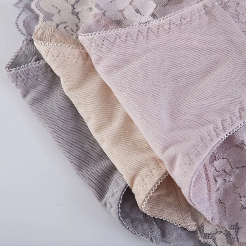 4-Pack Sexy Lace Flower See-Though Hollow Panties