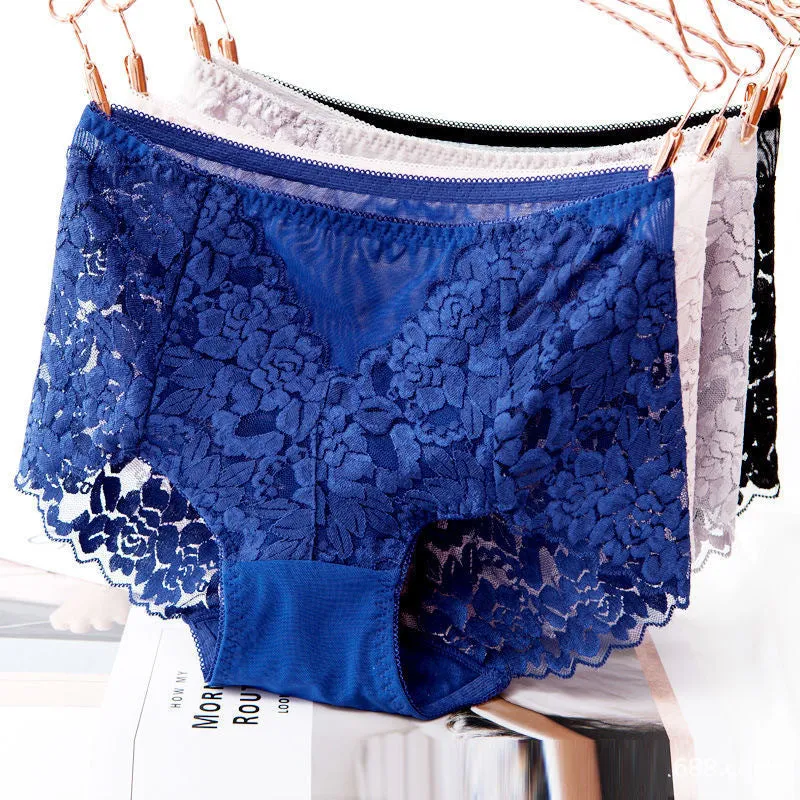 4-Pack Sexy Lace Flower See-Though Hollow Panties