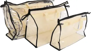 5PCS Clear Handbag Storage Organizer Dust Covers for Purses with Zipper Handles Xl Xxl Versatile Closet Hanging