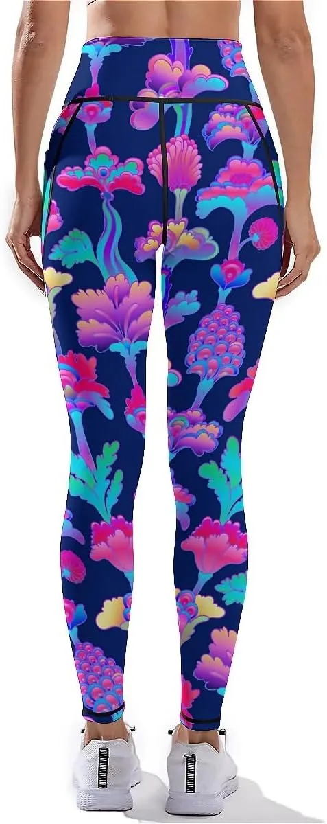 80s 90s Outfit Tummy Control Yoga Pants for Women with Pockets, High Waist Running Sports Workout Yoga Leggings