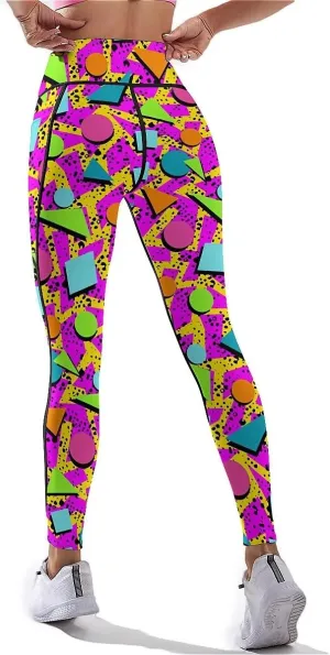 80s 90s Outfit Tummy Control Yoga Pants for Women with Pockets, High Waist Running Sports Workout Yoga Leggings
