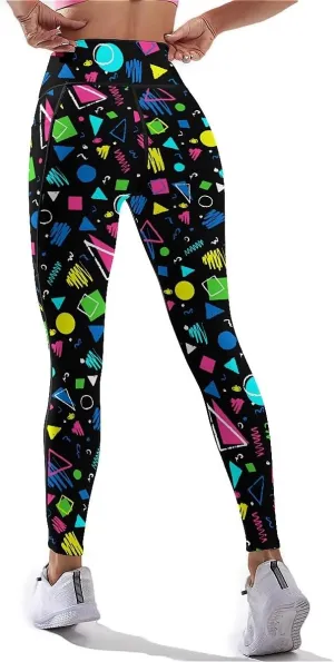 80s 90s Outfit Tummy Control Yoga Pants for Women with Pockets, High Waist Running Sports Workout Yoga Leggings