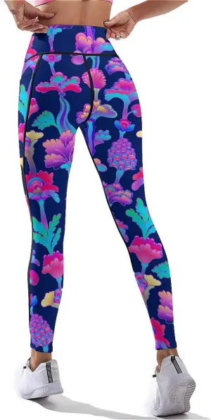 80s 90s Outfit Tummy Control Yoga Pants for Women with Pockets, High Waist Running Sports Workout Yoga Leggings