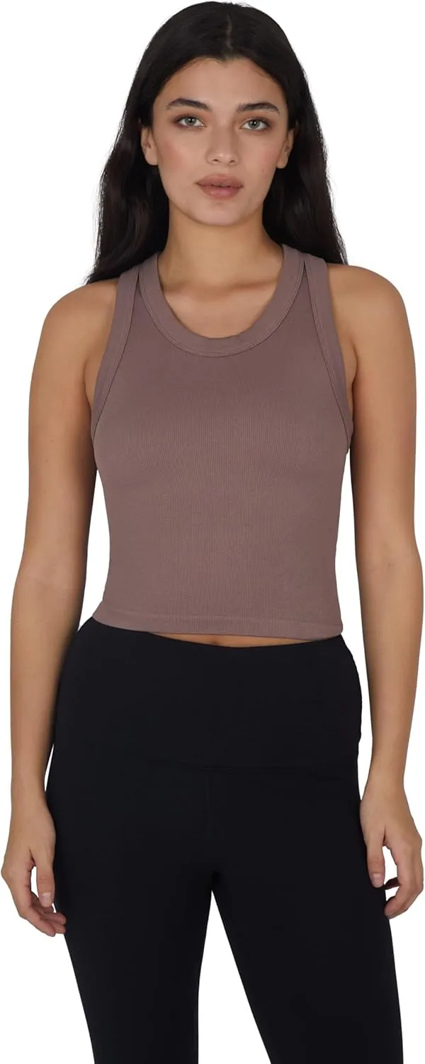 90 Degree By Reflex Womens Seamless Tank Ribbed Fitted Racerback Top 3 Pack