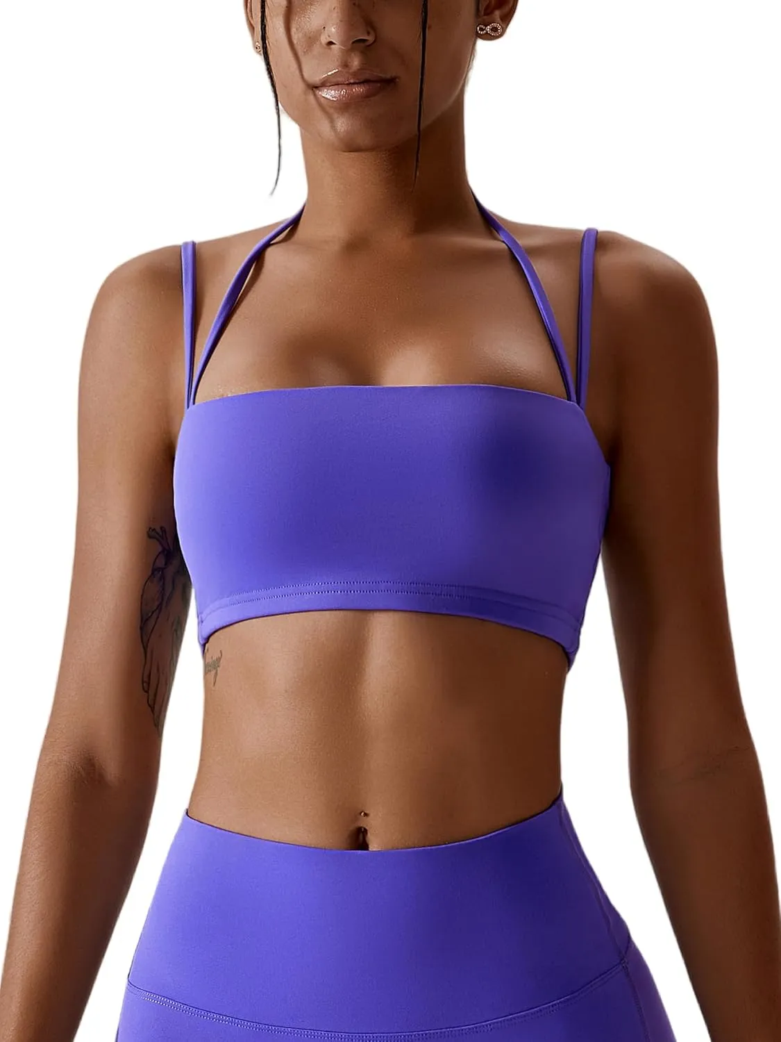 ABOCIW Women's Workout Bandeau Sports Bras Padded Halter Bra Training Fitness Running Yoga Crop Tank Top