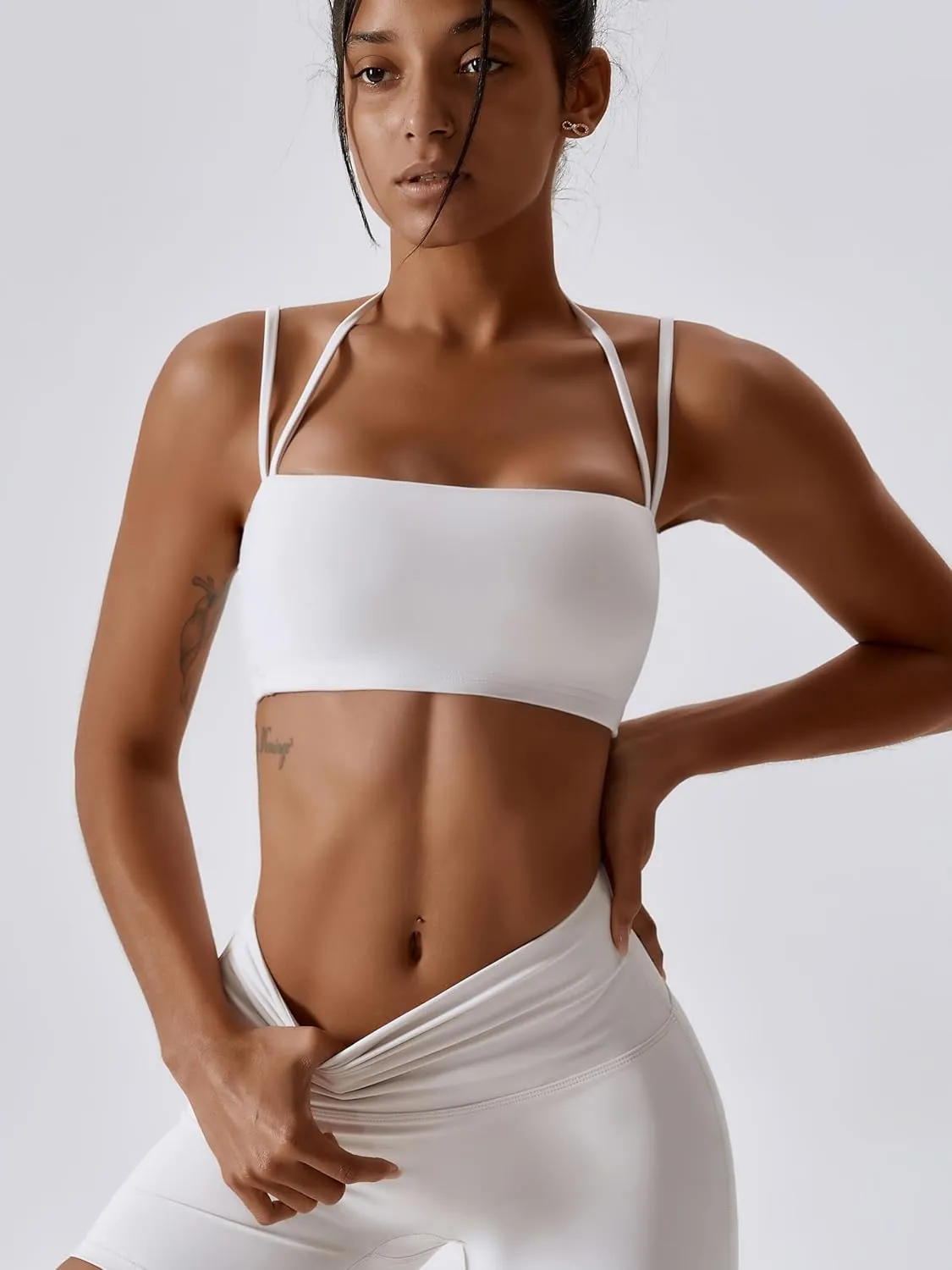 ABOCIW Women's Workout Bandeau Sports Bras Padded Halter Bra Training Fitness Running Yoga Crop Tank Top