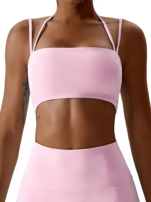 ABOCIW Women's Workout Bandeau Sports Bras Padded Halter Bra Training Fitness Running Yoga Crop Tank Top