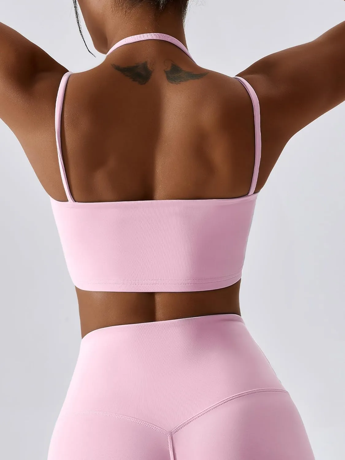 ABOCIW Women's Workout Bandeau Sports Bras Padded Halter Bra Training Fitness Running Yoga Crop Tank Top