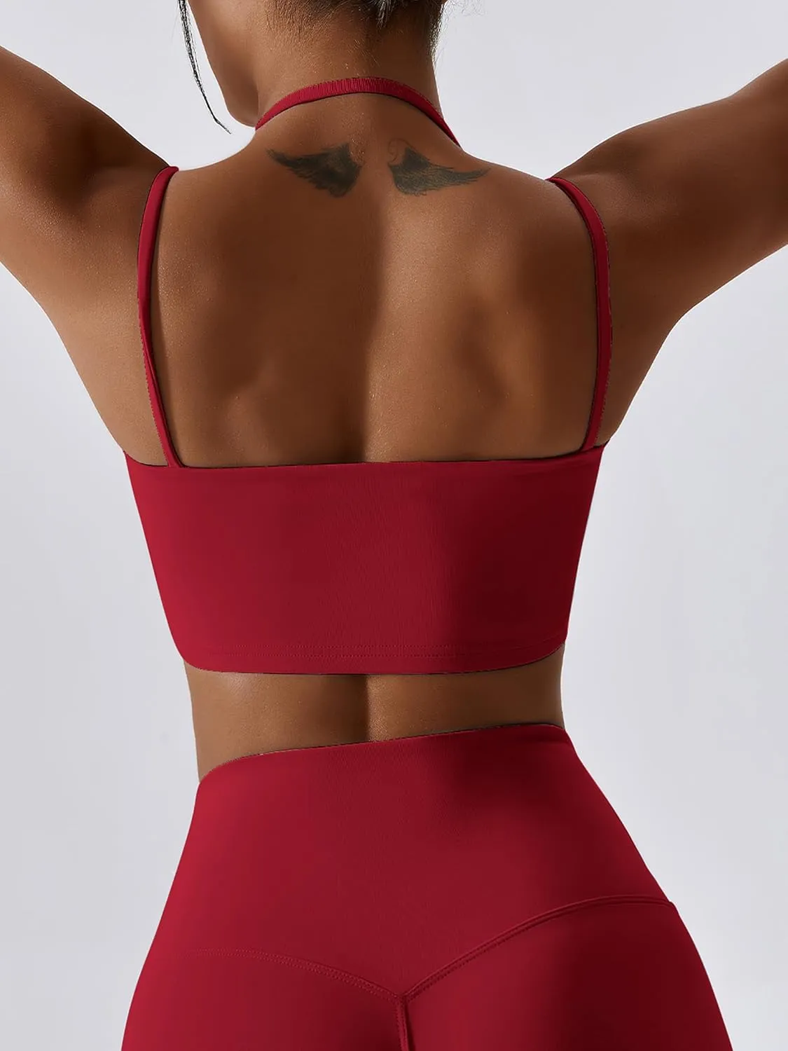 ABOCIW Women's Workout Bandeau Sports Bras Padded Halter Bra Training Fitness Running Yoga Crop Tank Top