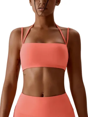 ABOCIW Women's Workout Bandeau Sports Bras Padded Halter Bra Training Fitness Running Yoga Crop Tank Top