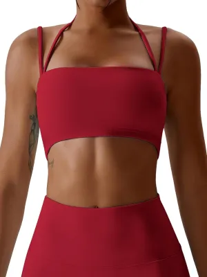 ABOCIW Women's Workout Bandeau Sports Bras Padded Halter Bra Training Fitness Running Yoga Crop Tank Top