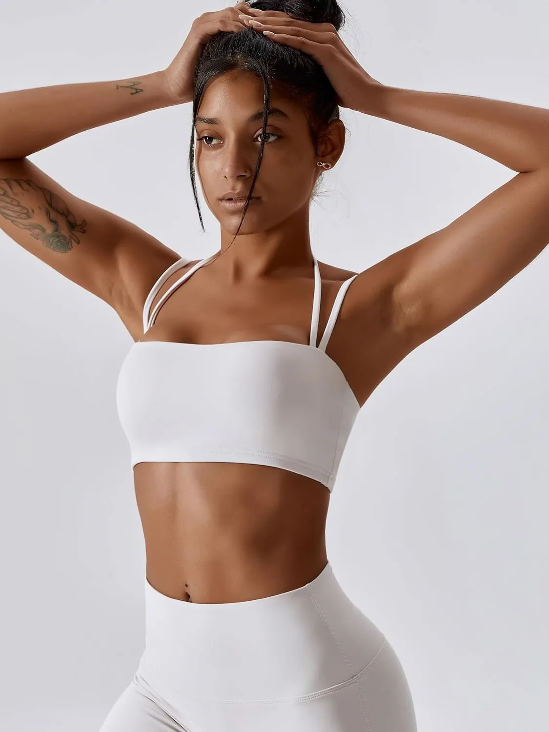 ABOCIW Women's Workout Bandeau Sports Bras Padded Halter Bra Training Fitness Running Yoga Crop Tank Top