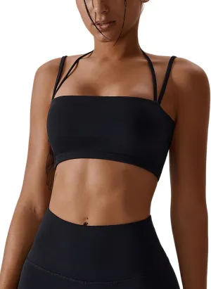 ABOCIW Women's Workout Bandeau Sports Bras Padded Halter Bra Training Fitness Running Yoga Crop Tank Top