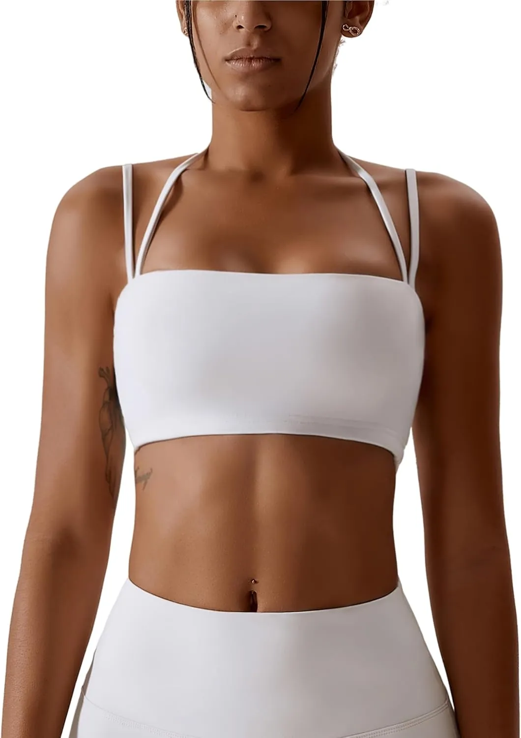 ABOCIW Women's Workout Bandeau Sports Bras Padded Halter Bra Training Fitness Running Yoga Crop Tank Top