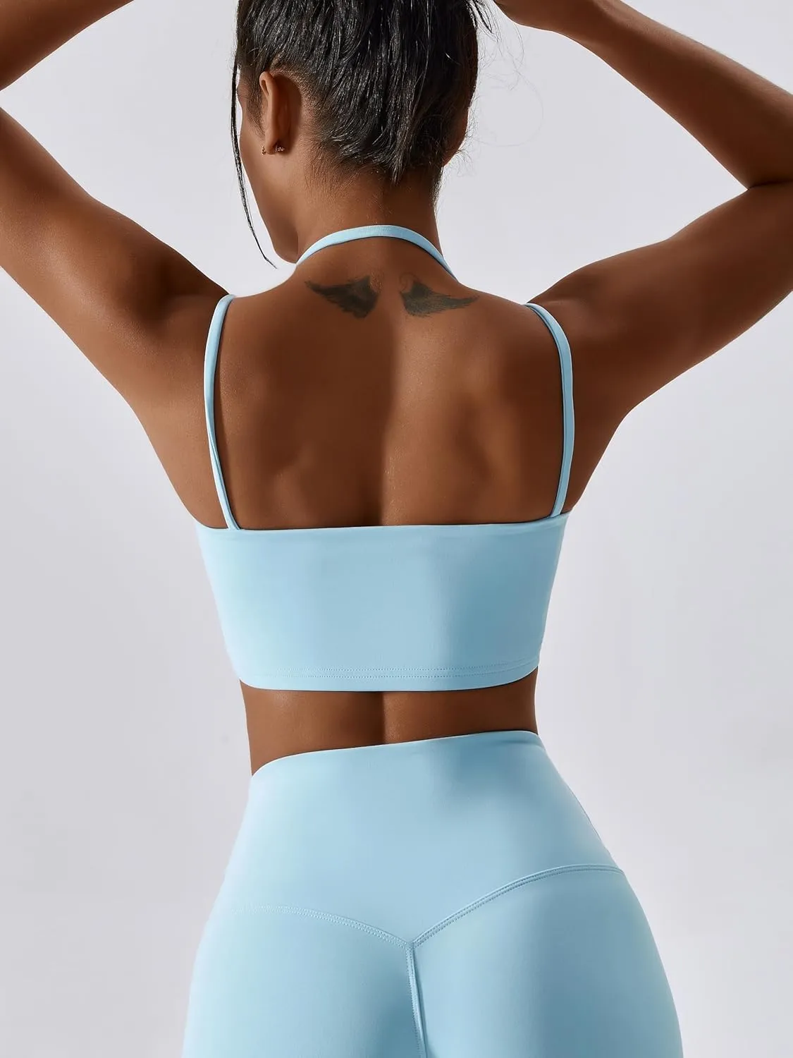 ABOCIW Women's Workout Bandeau Sports Bras Padded Halter Bra Training Fitness Running Yoga Crop Tank Top