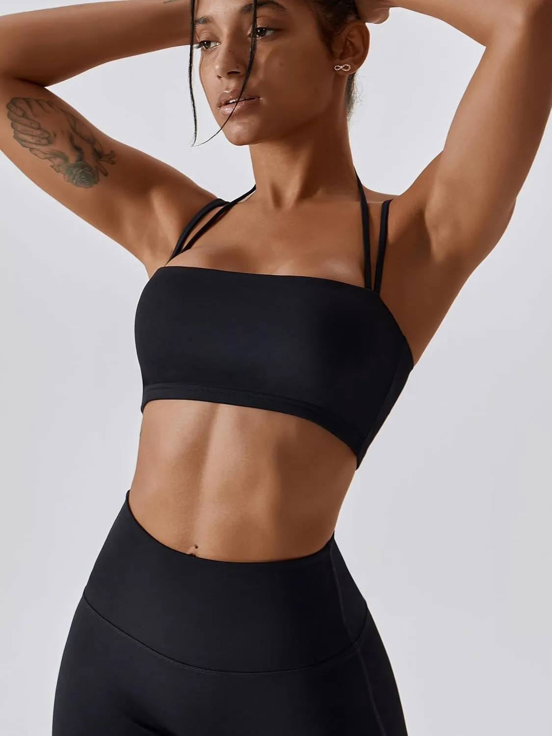 ABOCIW Women's Workout Bandeau Sports Bras Padded Halter Bra Training Fitness Running Yoga Crop Tank Top