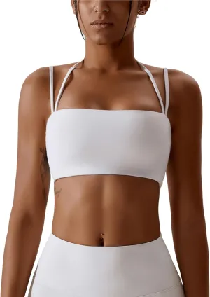 ABOCIW Women's Workout Bandeau Sports Bras Padded Halter Bra Training Fitness Running Yoga Crop Tank Top