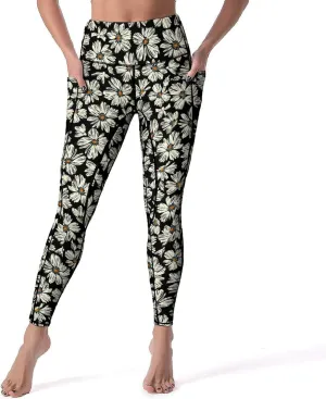 Abstract Flame Yoga Pants High Waist with Pockets Tummy Control Workout Running Leggings for Women