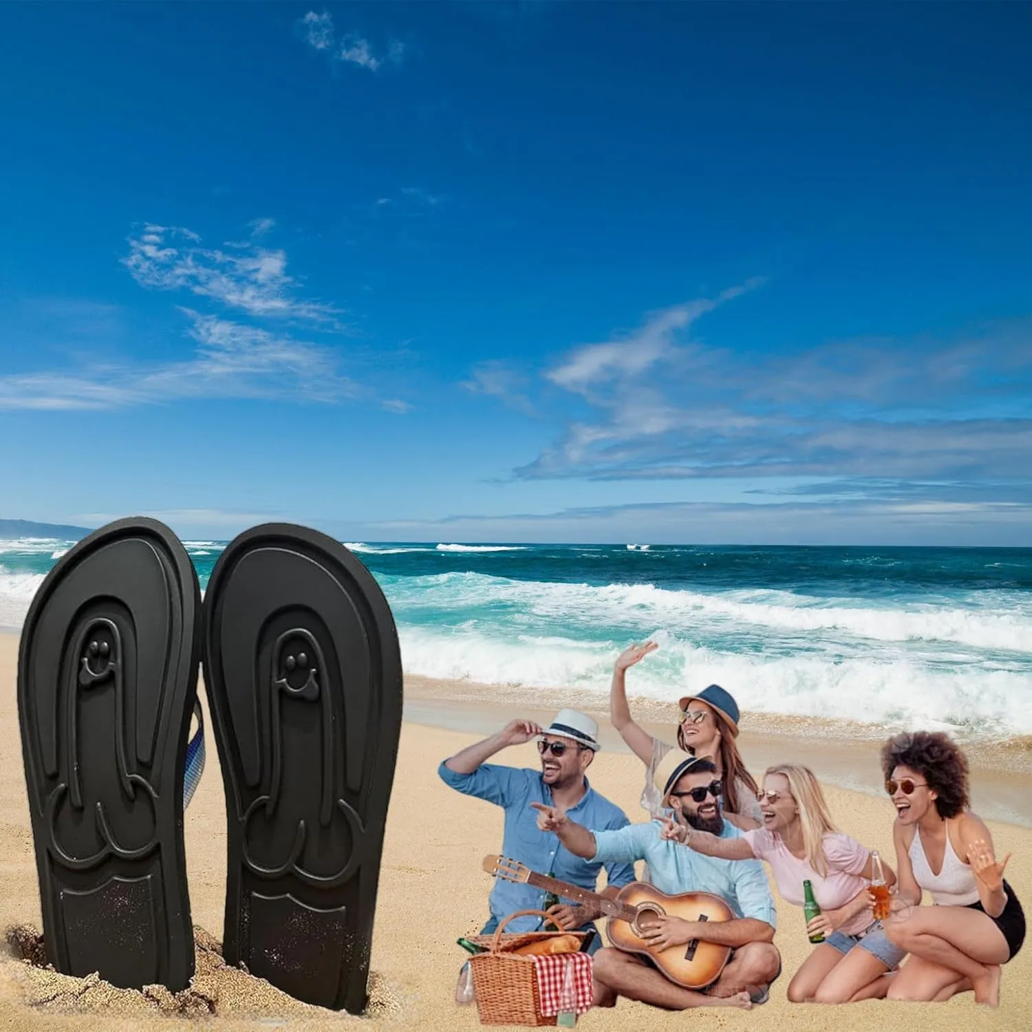 Aimery Hidden Flops, Summer Beach Comfort Non Slip Sandal, Spoof Beach Flip Flops, Funny Footprint Slippers, Beach Party Punishment Props