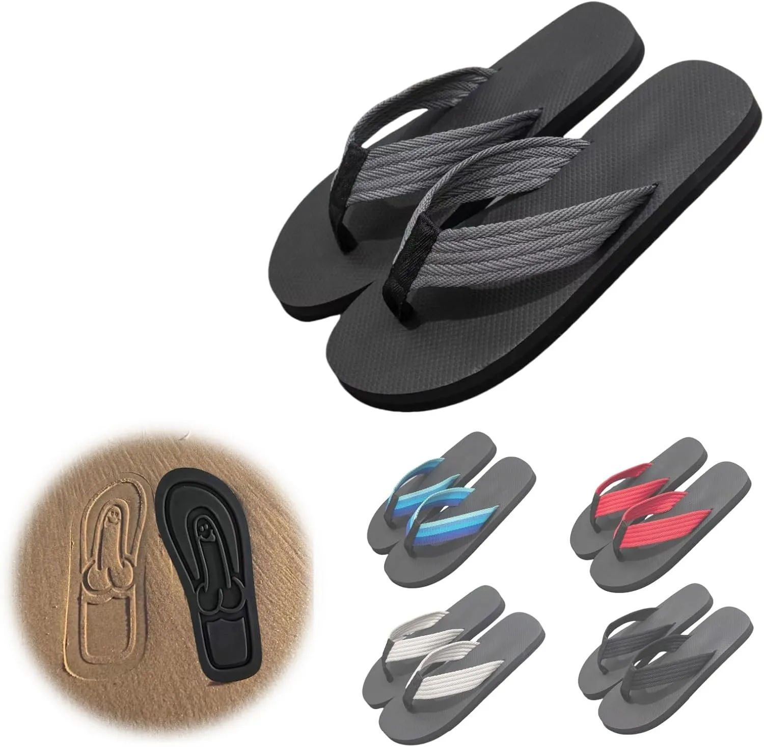 Aimery Hidden Flops, Summer Beach Comfort Non Slip Sandal, Spoof Beach Flip Flops, Funny Footprint Slippers, Beach Party Punishment Props