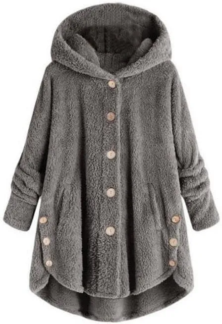 Akivide Womens Long Fleece Sherpa Hoodie Winter Warm Fuzzy Jacket Coats Outerwear with Pocket Plus Size