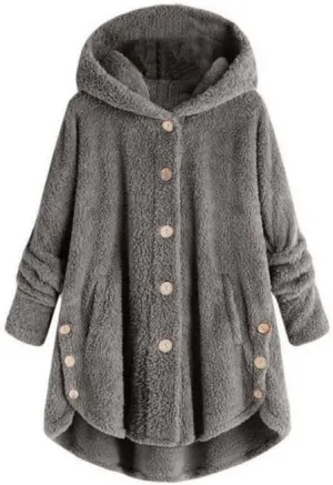 Akivide Womens Long Fleece Sherpa Hoodie Winter Warm Fuzzy Jacket Coats Outerwear with Pocket Plus Size