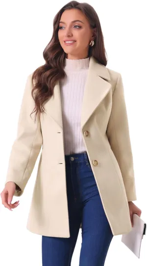 Allegra K Women's Elegant Overcoat Notched Shawl Collar Single Breasted Outerwear Winter Long Coat
