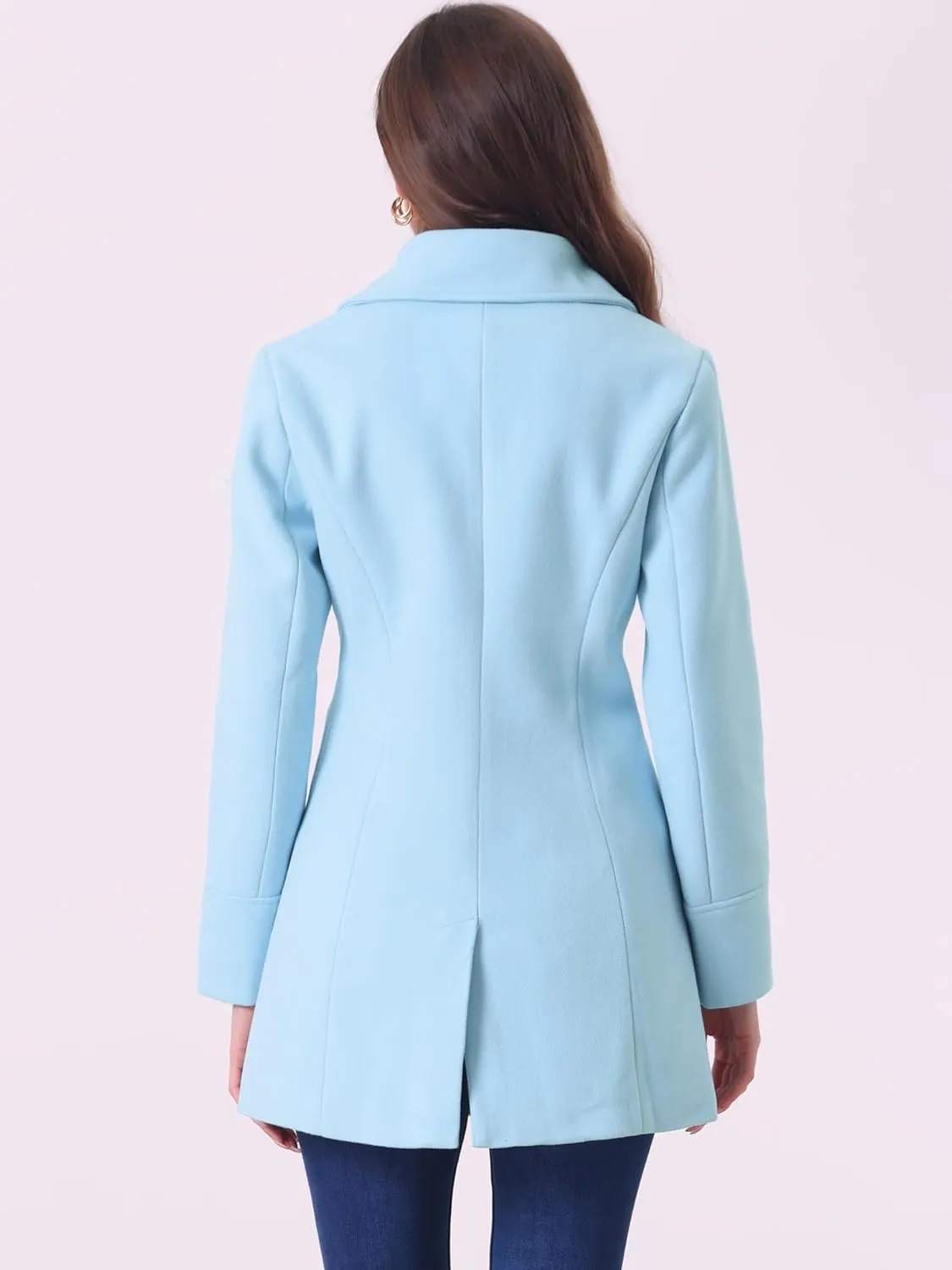 Allegra K Women's Elegant Overcoat Notched Shawl Collar Single Breasted Outerwear Winter Long Coat