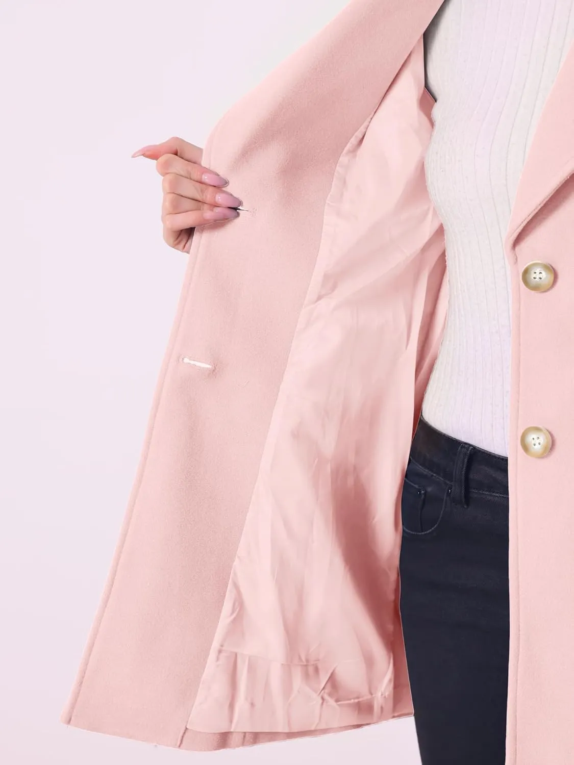 Allegra K Women's Elegant Overcoat Notched Shawl Collar Single Breasted Outerwear Winter Long Coat