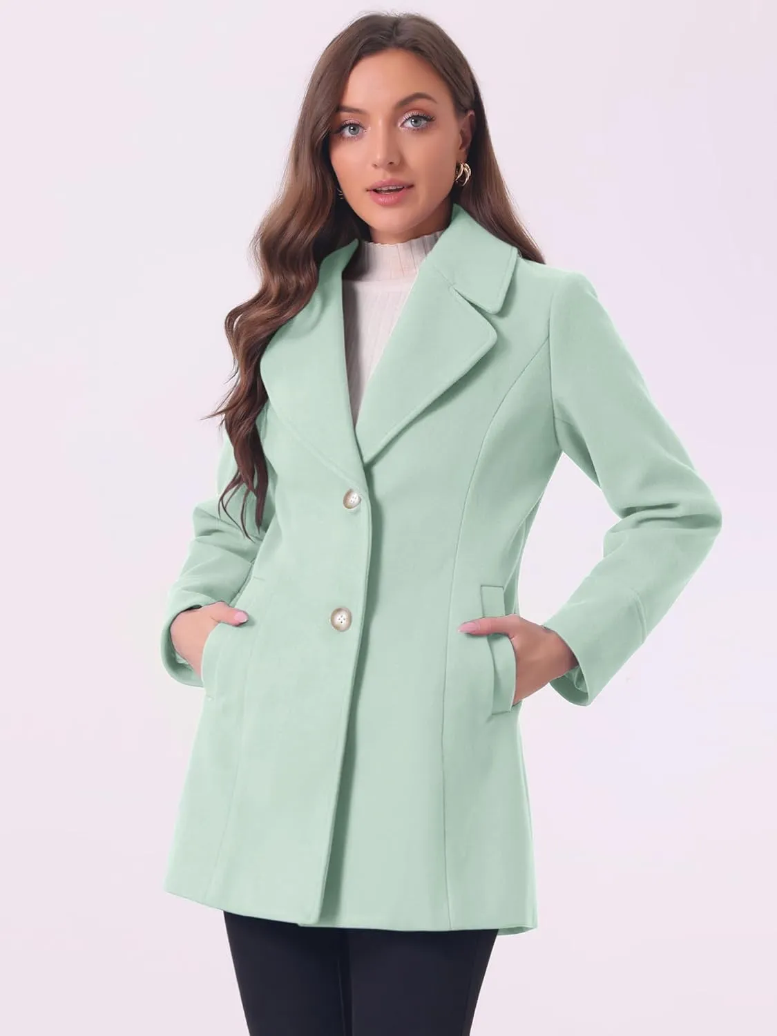 Allegra K Women's Elegant Overcoat Notched Shawl Collar Single Breasted Outerwear Winter Long Coat