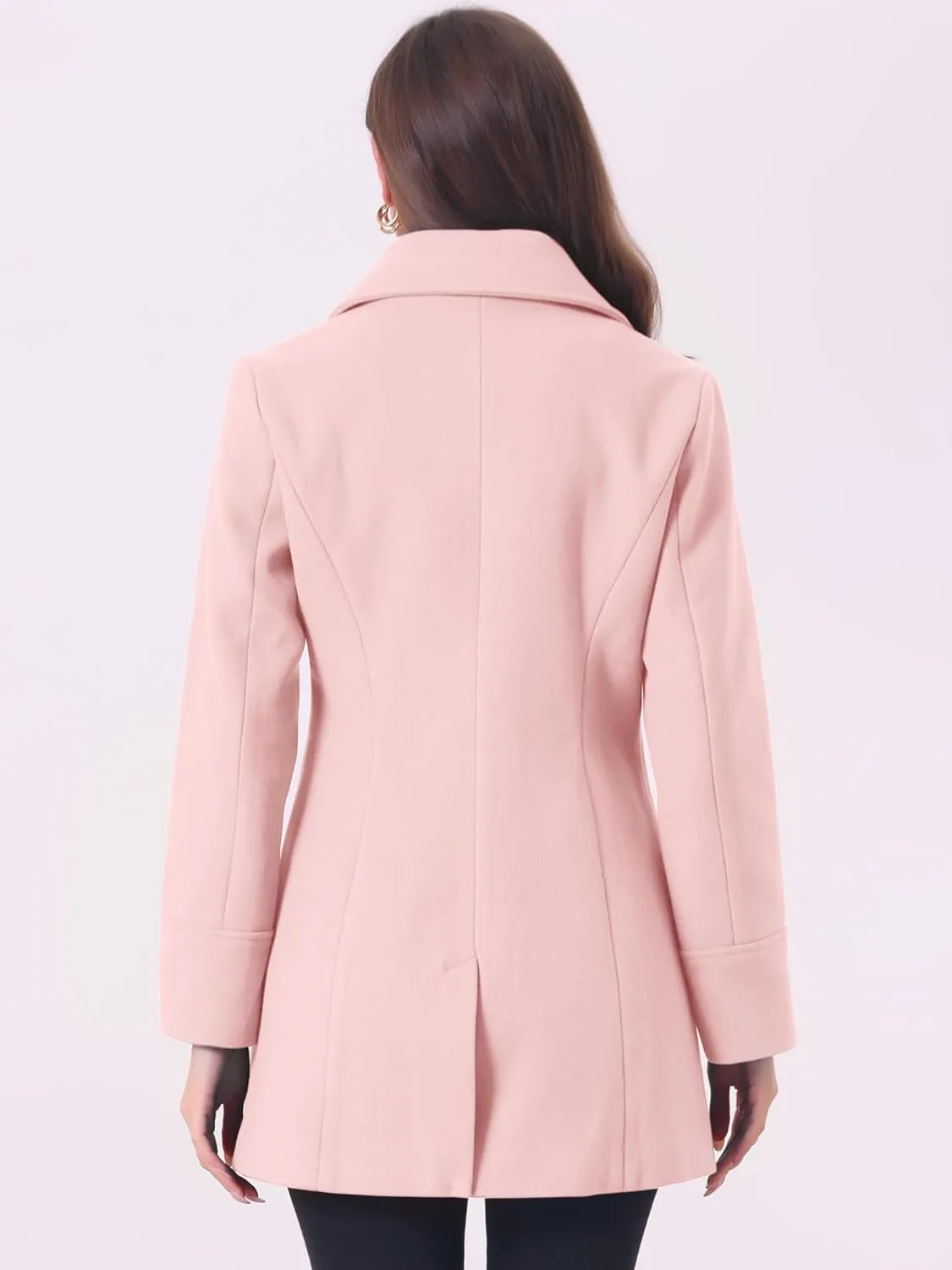 Allegra K Women's Elegant Overcoat Notched Shawl Collar Single Breasted Outerwear Winter Long Coat