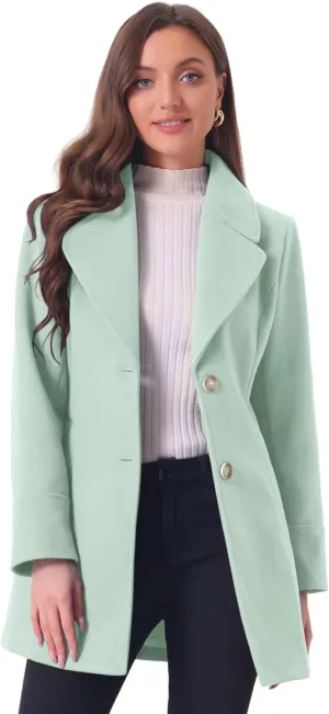 Allegra K Women's Elegant Overcoat Notched Shawl Collar Single Breasted Outerwear Winter Long Coat