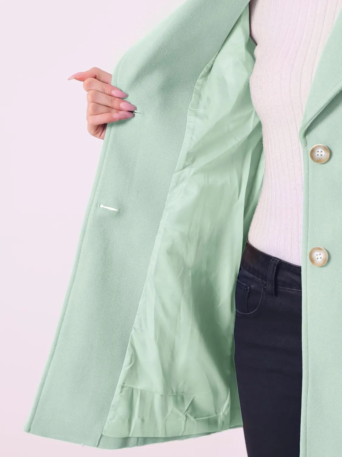 Allegra K Women's Elegant Overcoat Notched Shawl Collar Single Breasted Outerwear Winter Long Coat