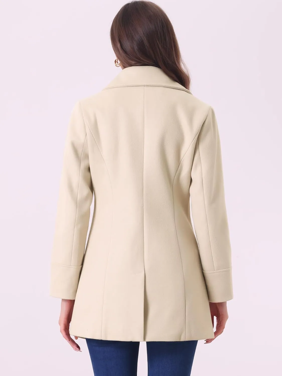 Allegra K Women's Elegant Overcoat Notched Shawl Collar Single Breasted Outerwear Winter Long Coat